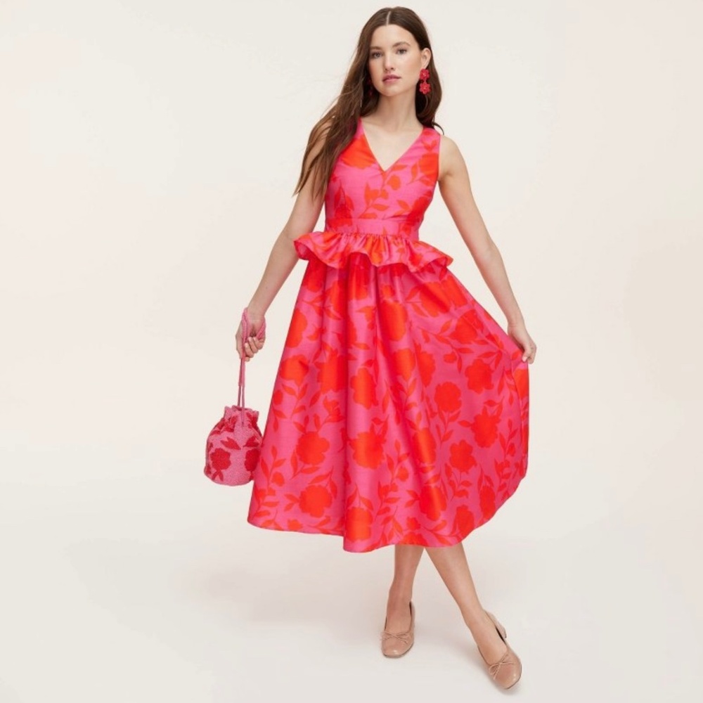 Kate Spade New York x Target | Classic Rose Peplum Midi Dress in Pink/Red